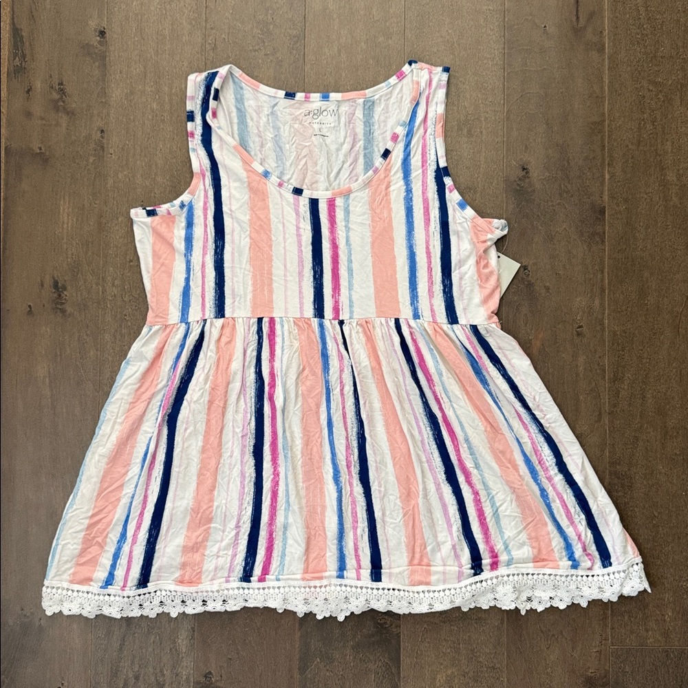 NWT a:glow Multicolor Striped Maternity Top